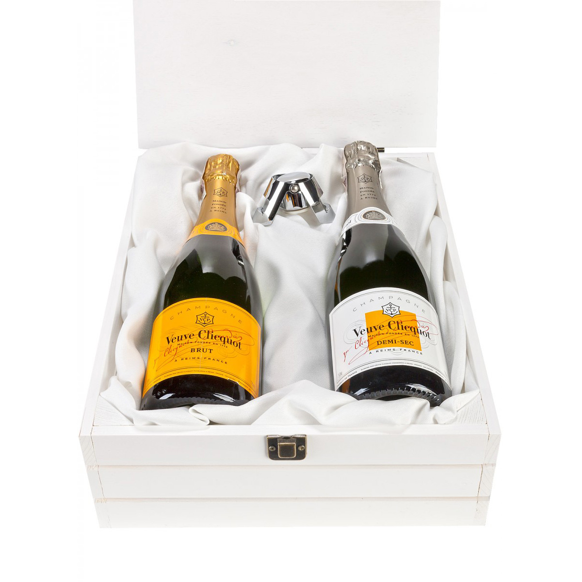 Zestaw prezentowy szampany Veuve Clicquot 1 w autorskiej drewnianej skrzyni