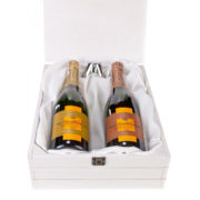 Zestaw prezentowy szampany Veuve Clicquot 4 w autorskiej skrzyni drewnianej